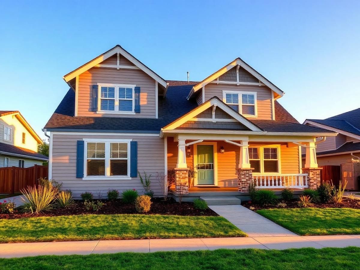 Renovated craftsman home exterior in Sacramento at golden hour